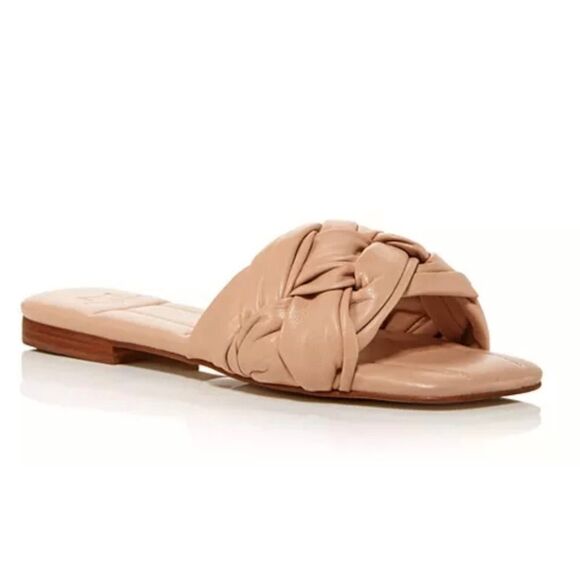 Marc Fisher LTD Nappa Leather Braided Knot Square Toe Slide Sandals Size 6.5 - Picture 1 of 8